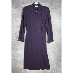Vintage Linda Allard For Ellen Tracy‎ Trench Maxi Dress Womens Sz 12 Purple Wool